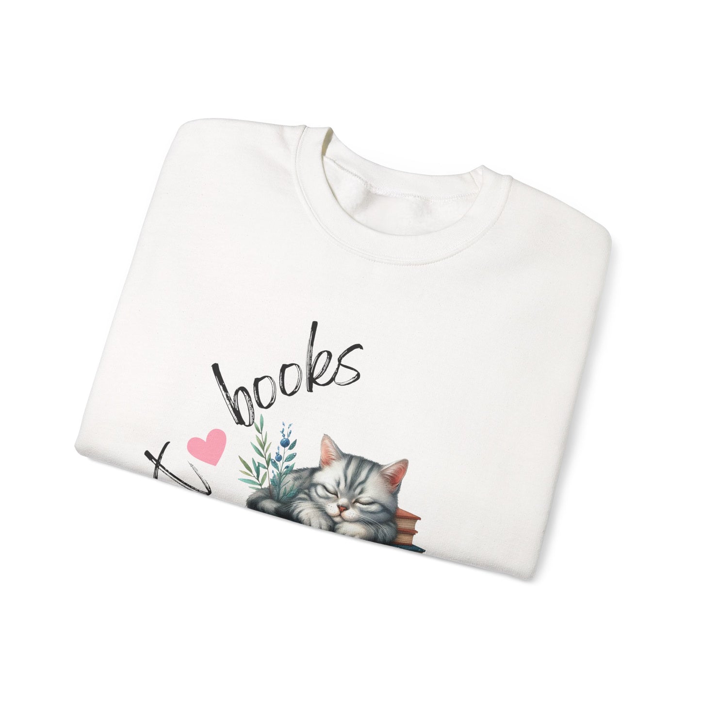 Cozy Cat Lover Crewneck Sweatshirt - Great for Book Lovers, Cat Enthusiasts, Gifts, Casual Wear, Cozy Nights
