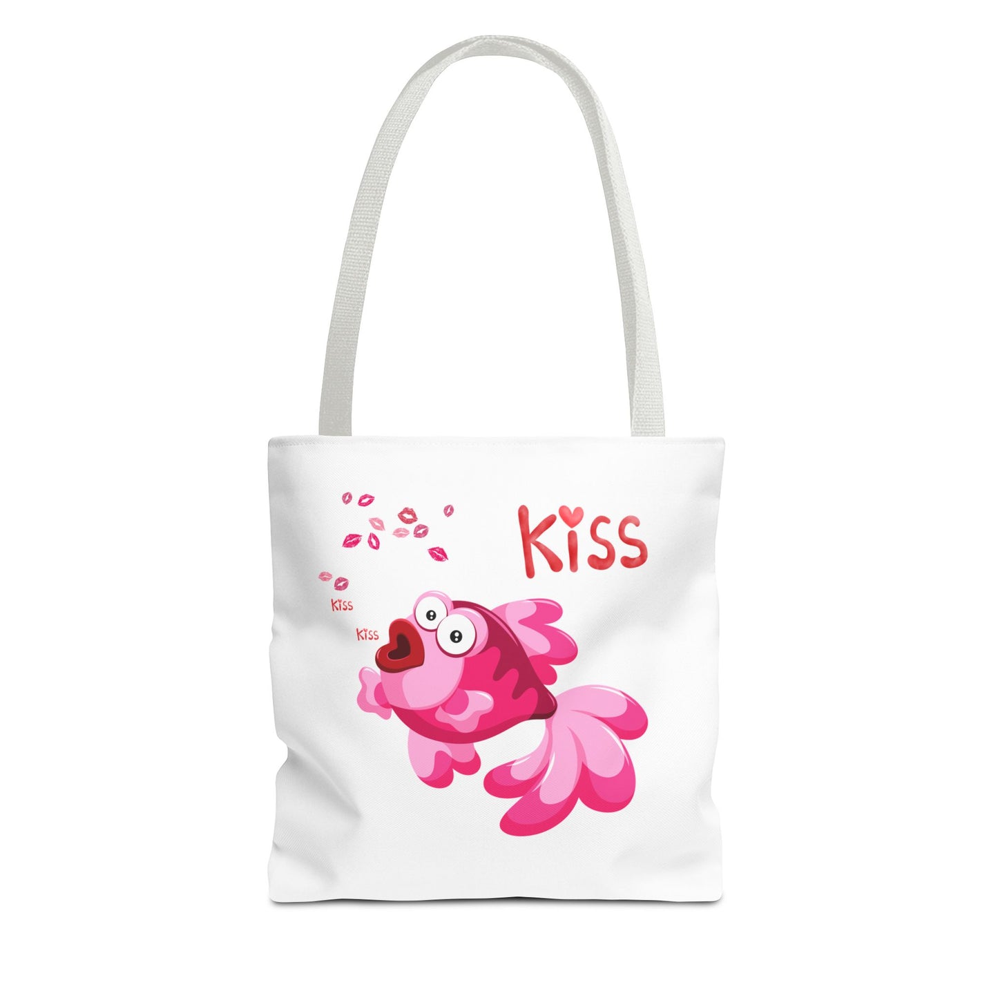 Pink fish with open mouth and kiss Tote Bag