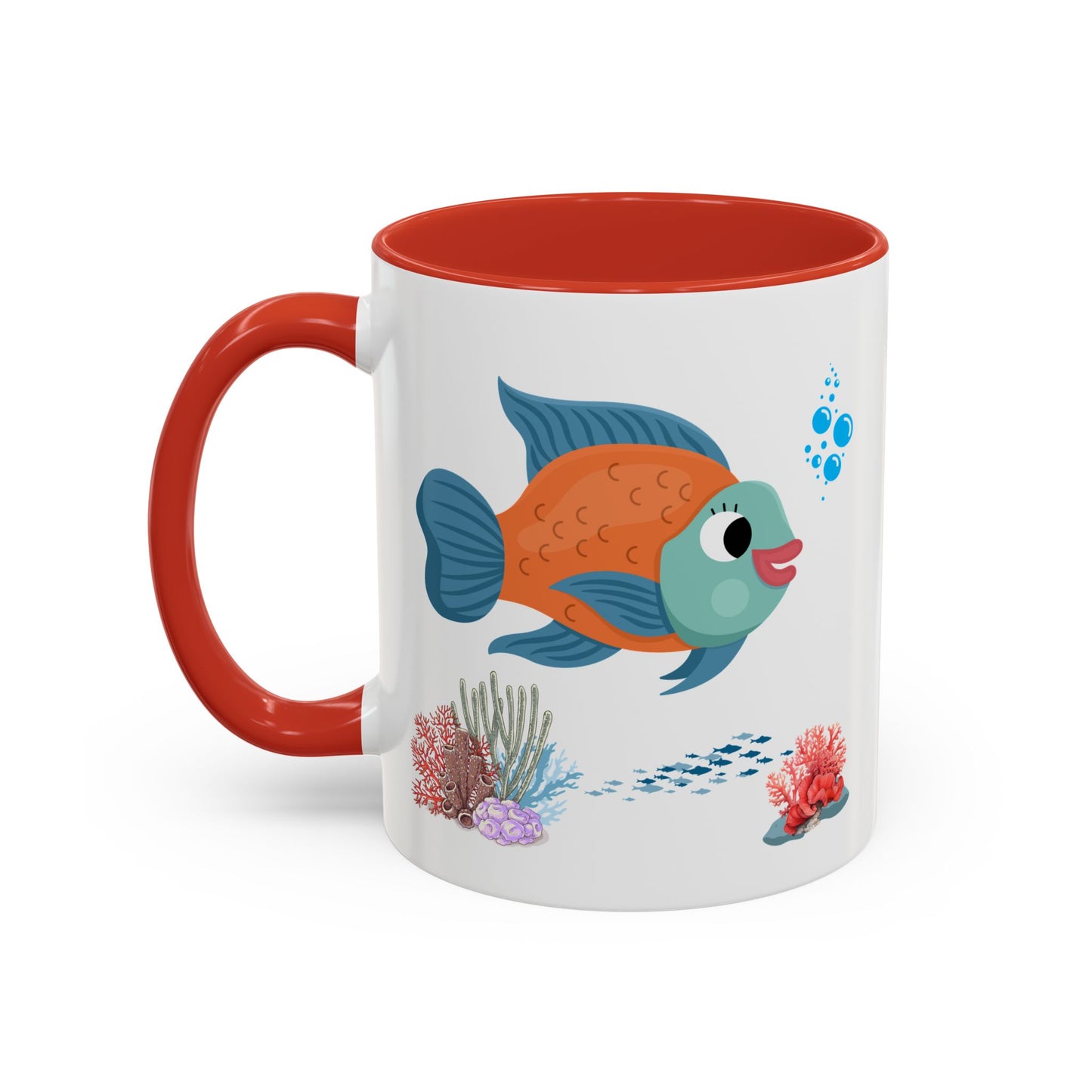 Orange and blue fish with coral and bubble Coffee Mug