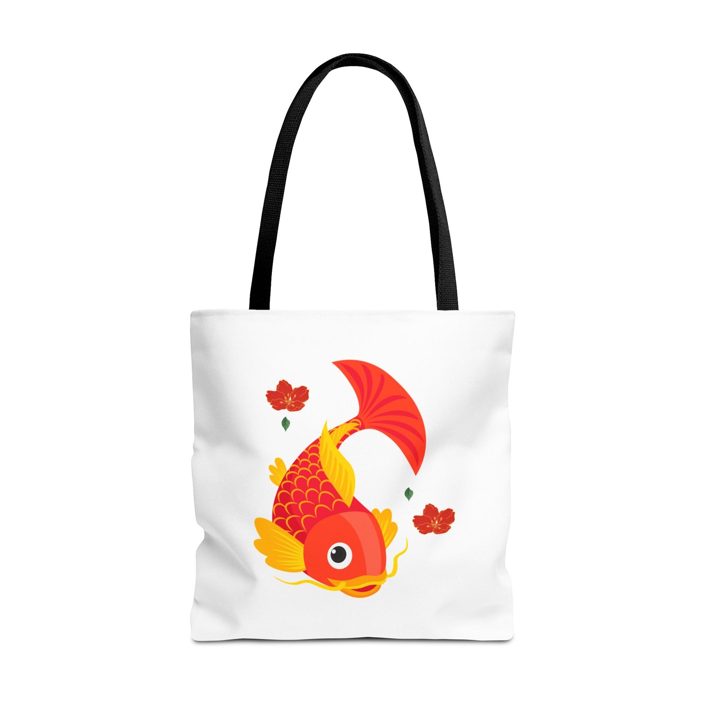 Goldfish with flowing fins and red blossoms Tote Bag