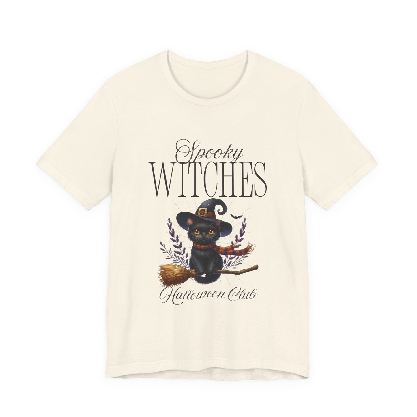 Spooky Witches Halloween Tee, Unisex Short Sleeve Shirt, Witch T-Shirt, Halloween Costume Top, Cat Lovers Gift, Fall Fashion