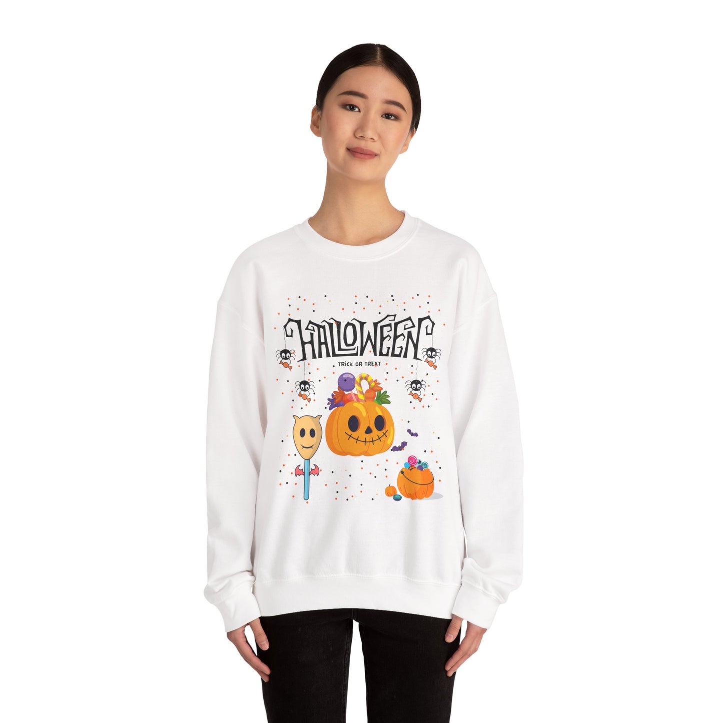 Halloween Themed Unisex Crewneck Sweatshirt, Cozy Fall Apparel, Gifting, Festive Wear, Halloween Decorations, Pumpkin Design