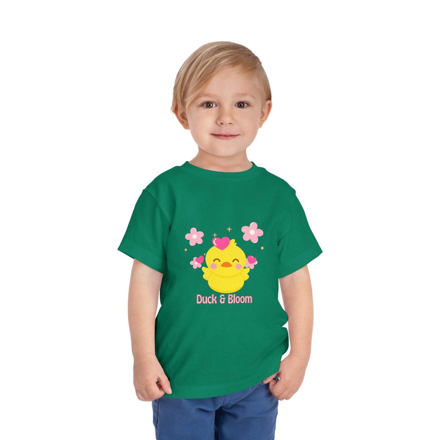 Cute Duck & Bloom Toddler Tee, Kid's Play Shirt, Toddler Summer Tee, Baby Shower Gift, Fun Spring Outfit