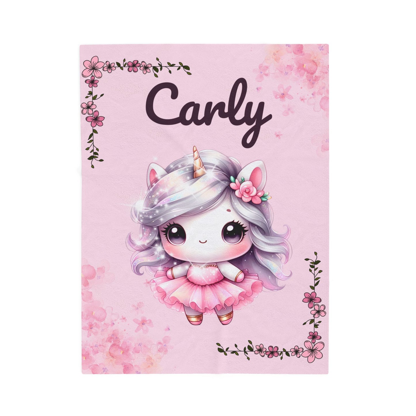Customized Unicorn Velveteen Plush Blanket, Kid's Gift, Nursery Decor, Cozy Throw, Personalized Blanket, Birthday Present