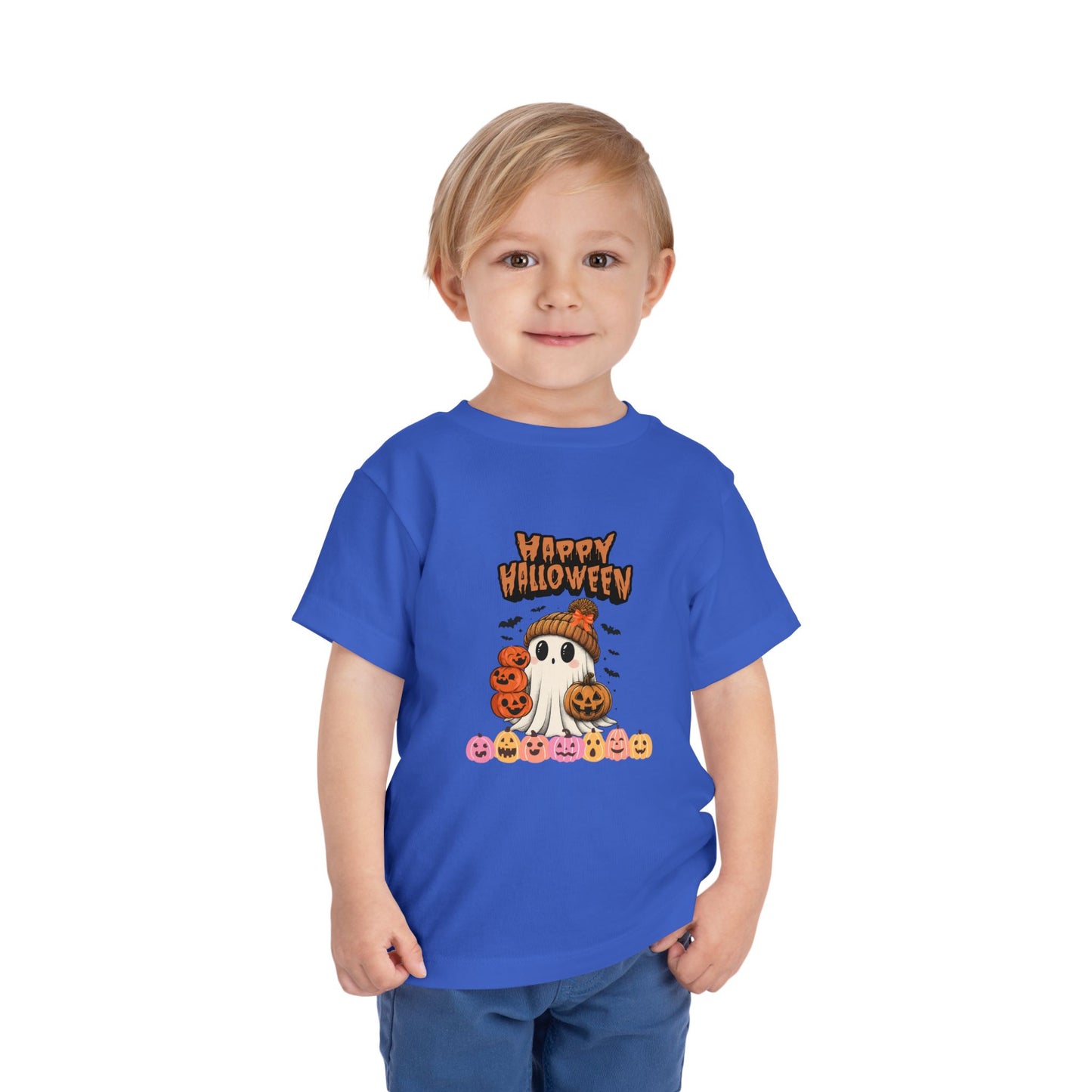 Happy Halloween Toddler Tee, Cute Halloween Shirt, Kids Party Outfit, Trick or Treat Apparel, Fun Ghost Design Toddler T-Shirt
