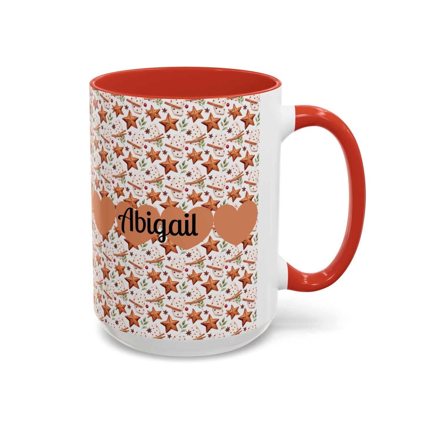 Personalized Accent Coffee Mug - Custom Gift, Floral Design, Heart Motif, Perfect for Birthdays, Anniversaries, Holidays