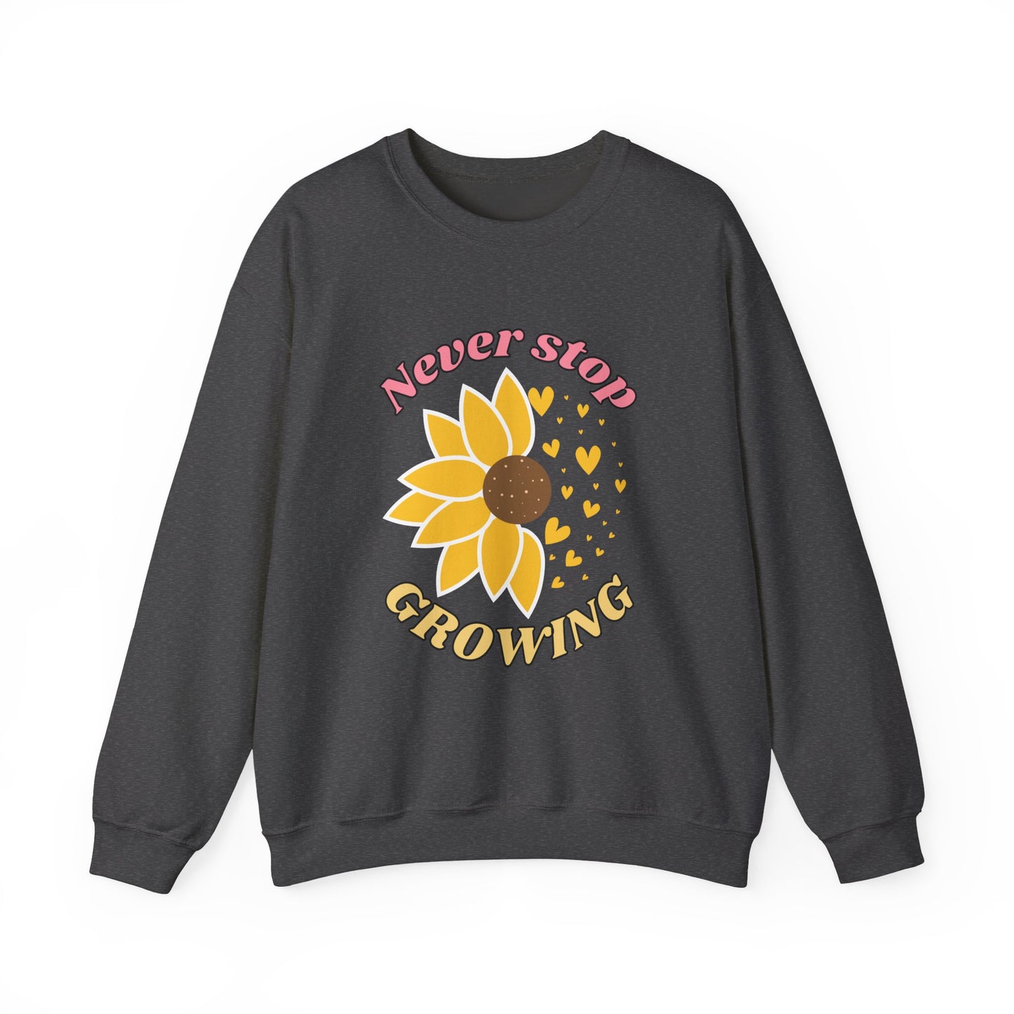 Blooming Inspiration Crewneck Sweatshirt, Never Stop Growing Sweatshirt, Motivational Gift, Spring Fashion, Cozy Layering Piece