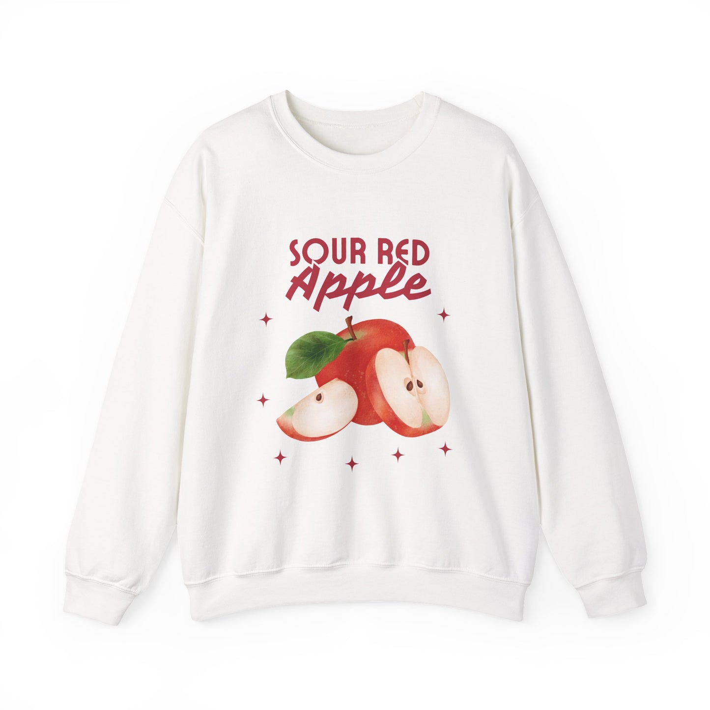Sour Red Apple Sweatshirt, Cozy Crewneck, Unisex Apparel, Cute Fruit Design, Perfect Gift for Apple Lovers, Autumn Fashion