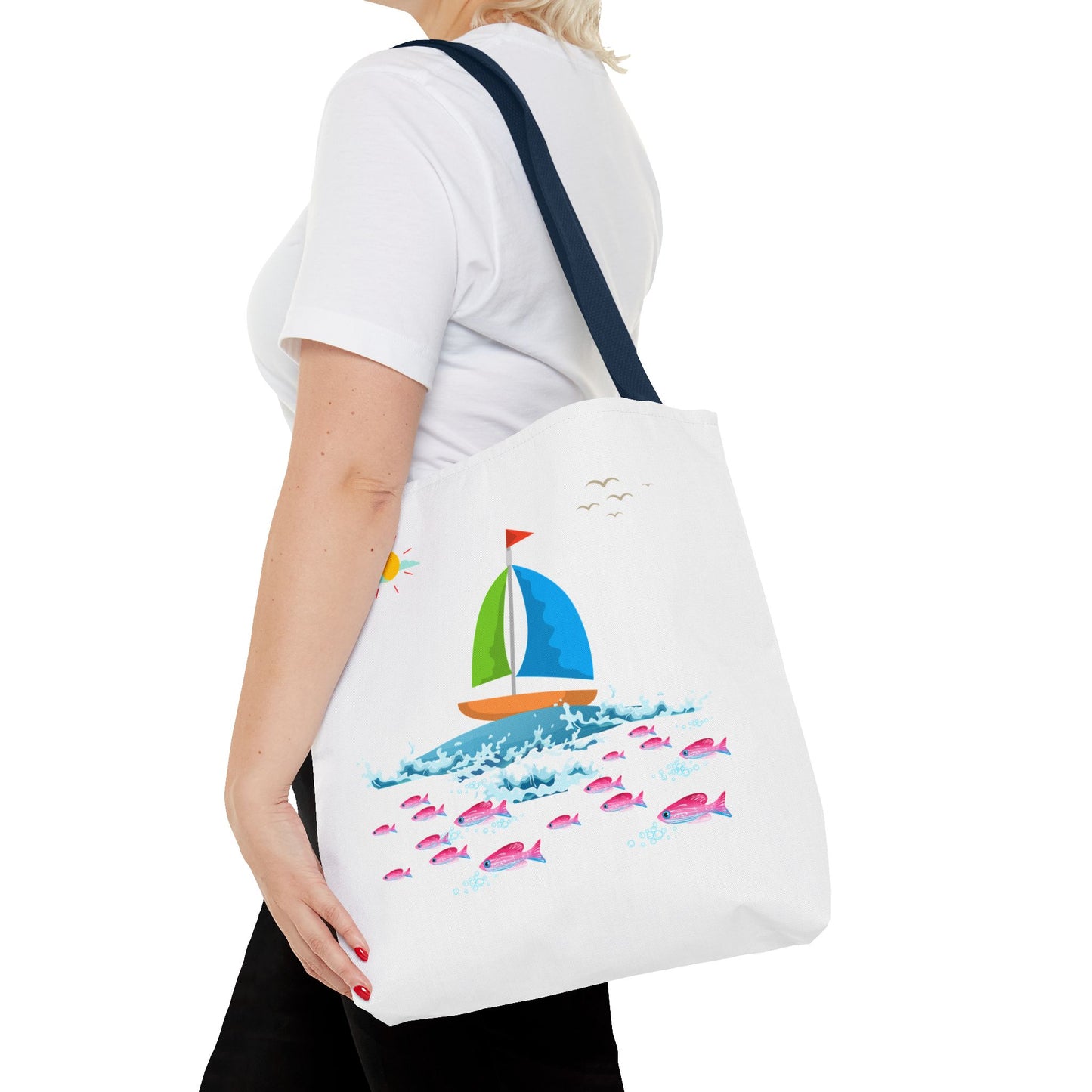 Sailboat and Red fish Tote Bag