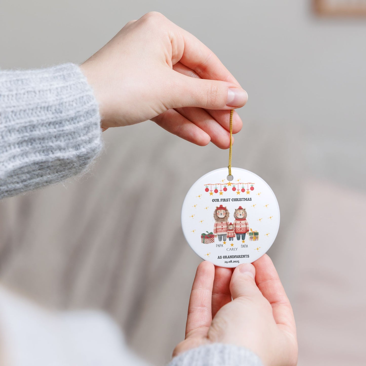 Personalized Family Christmas Ornament, Custom Keepsake Gift, Holiday Decoration, Grandparents Gift, First Christmas as Grandparents