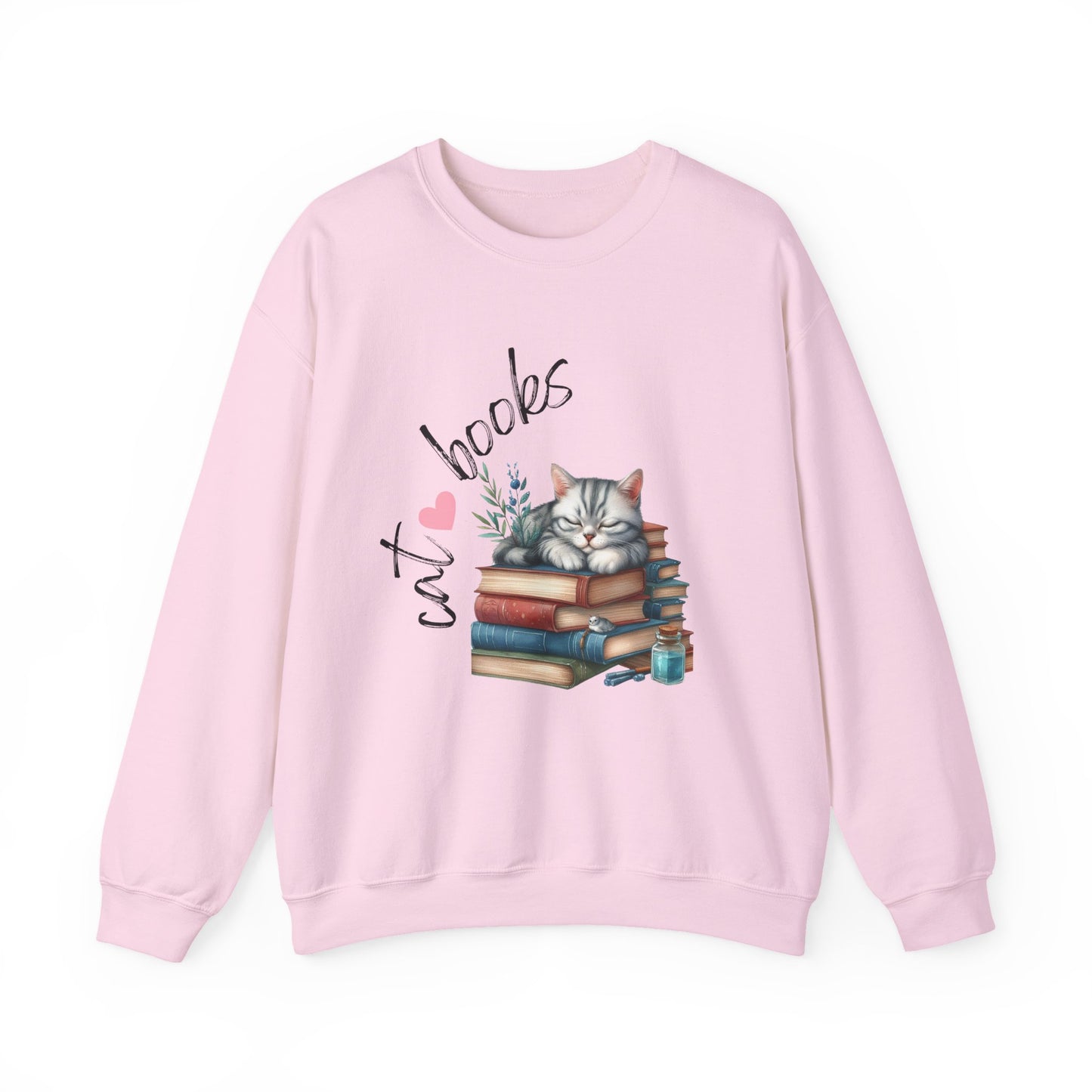 Cozy Cat Lover Crewneck Sweatshirt - Great for Book Lovers, Cat Enthusiasts, Gifts, Casual Wear, Cozy Nights