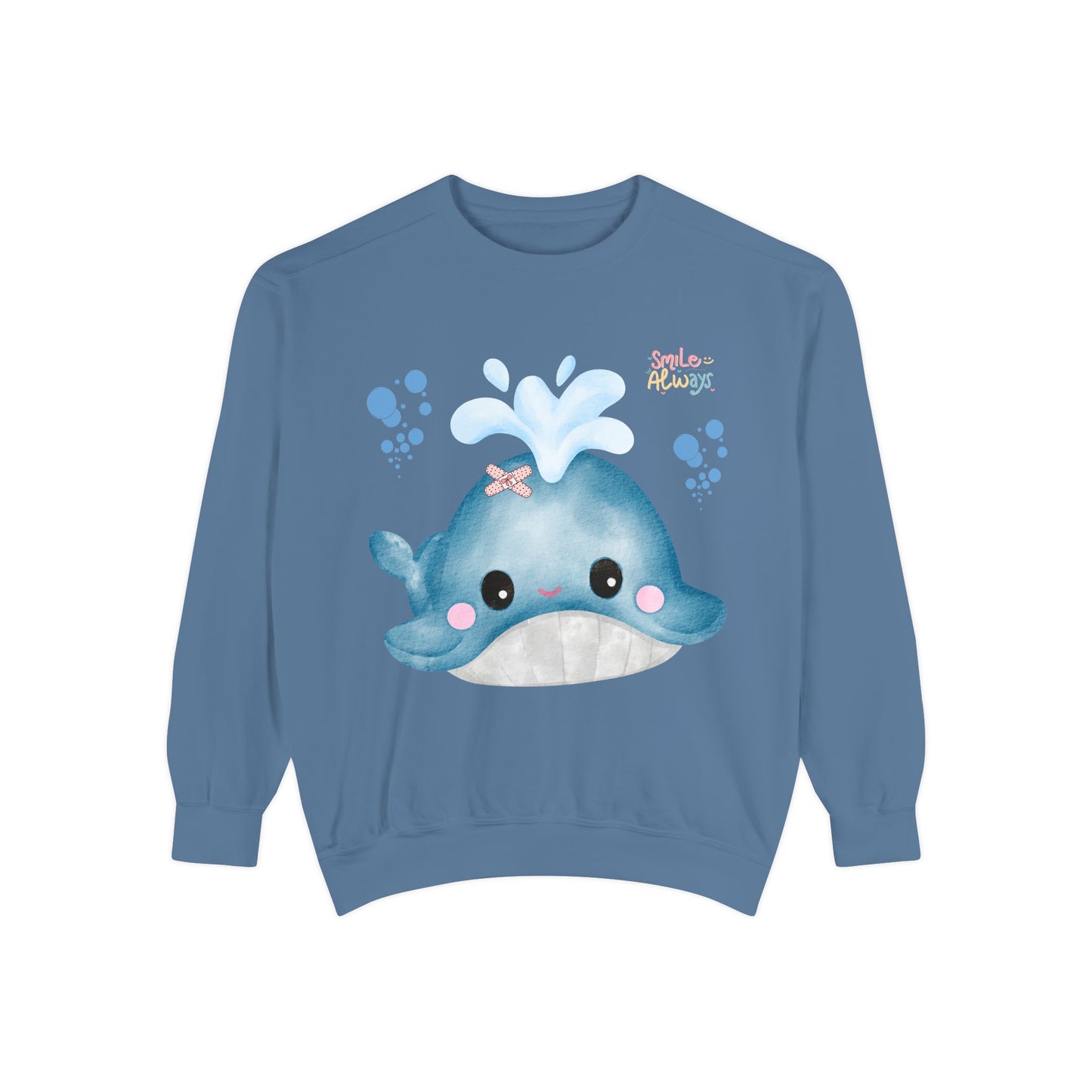 Whale with a bandage and bubble Unisex Garment-Dyed Sweatshirt