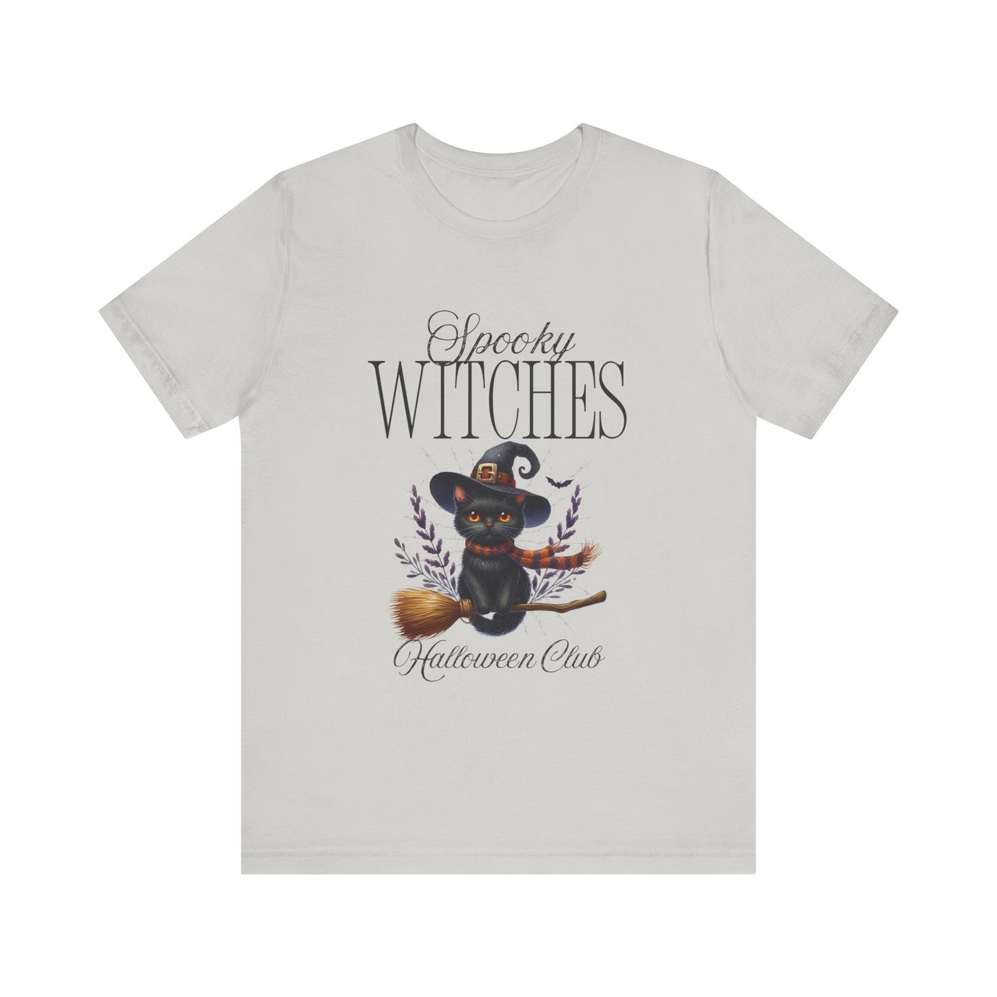 Spooky Witches Halloween Tee, Unisex Short Sleeve Shirt, Witch T-Shirt, Halloween Costume Top, Cat Lovers Gift, Fall Fashion