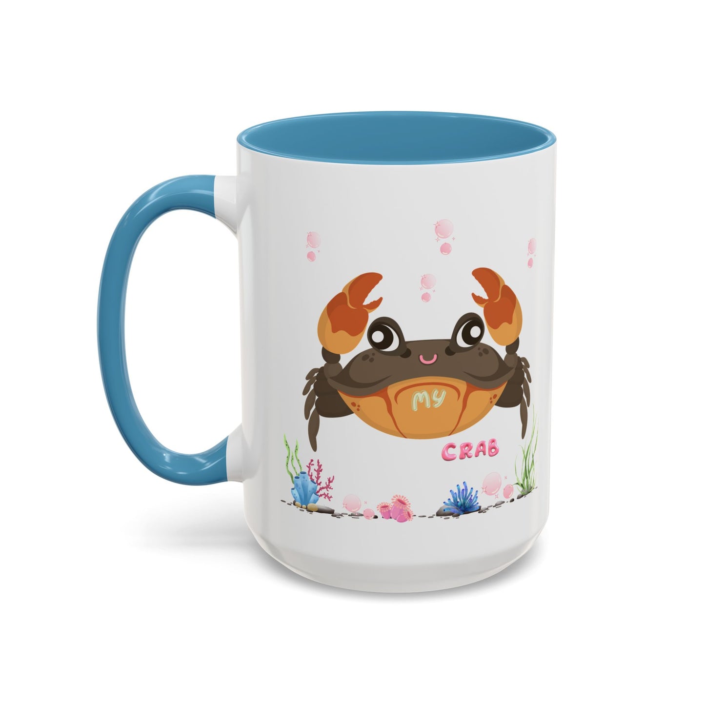 Crab with subtle bubbles and underwater flora Coffee Mug