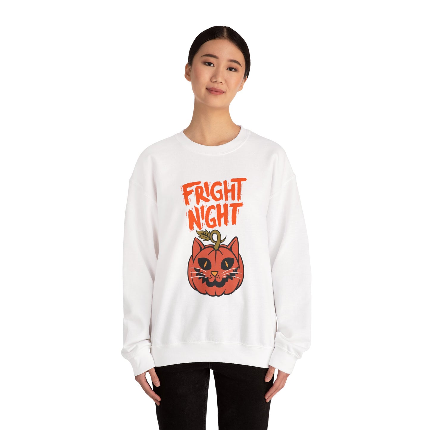 Halloween Cat Sweatshirt, Cozy Fall Apparel, Unisex Crewneck, Fright Night Design, Halloween Gift, Autumn Fashion
