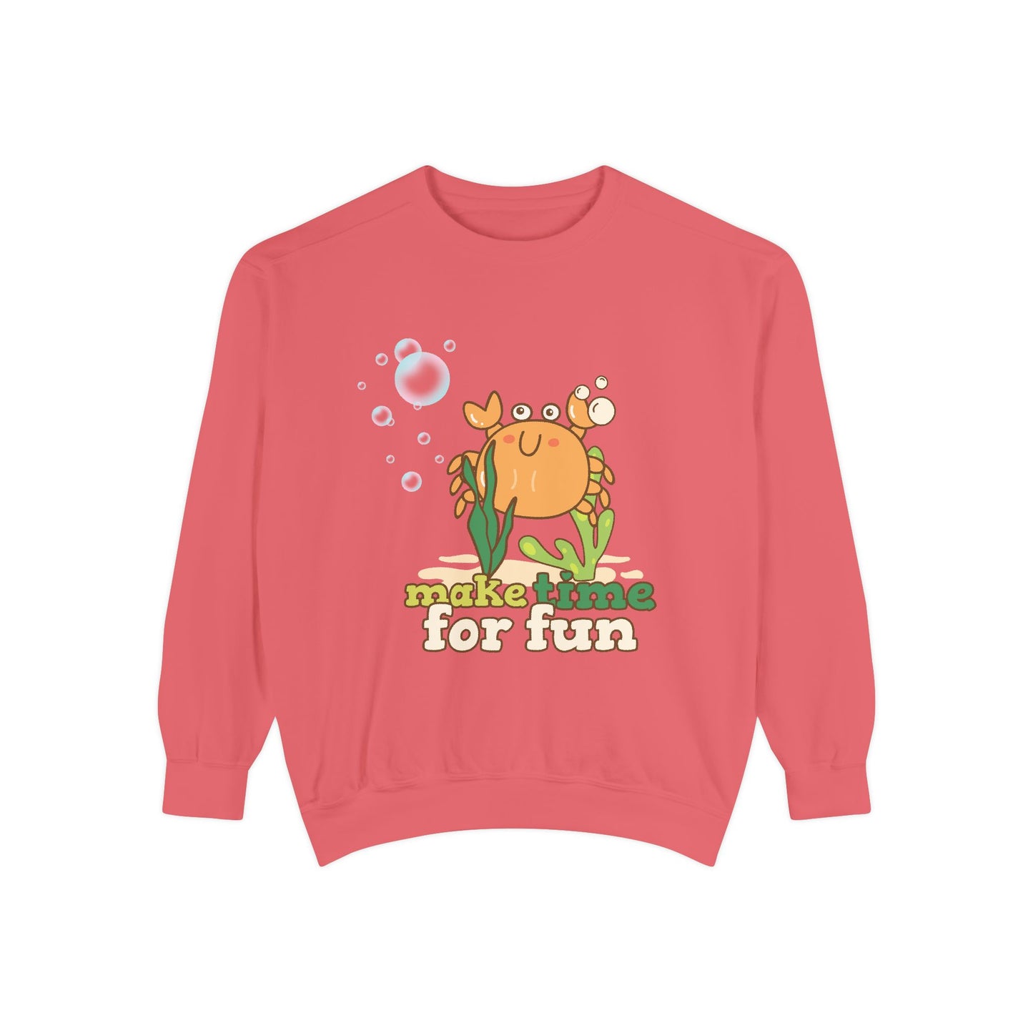 Cartoon crab lllusstration promoting joy and playfulness Unisex Garment-Dyed Sweatshirt