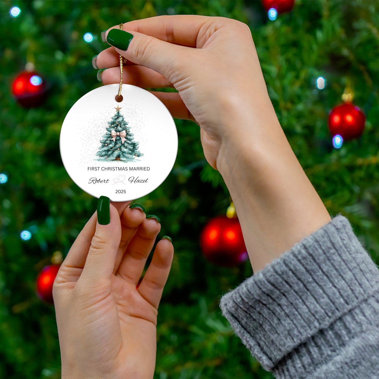 Personalized Christmas Ornament, First Christmas Married Keepsake, Holiday Decor, Couples Gift, Tree Decoration, 2025 Commemoration