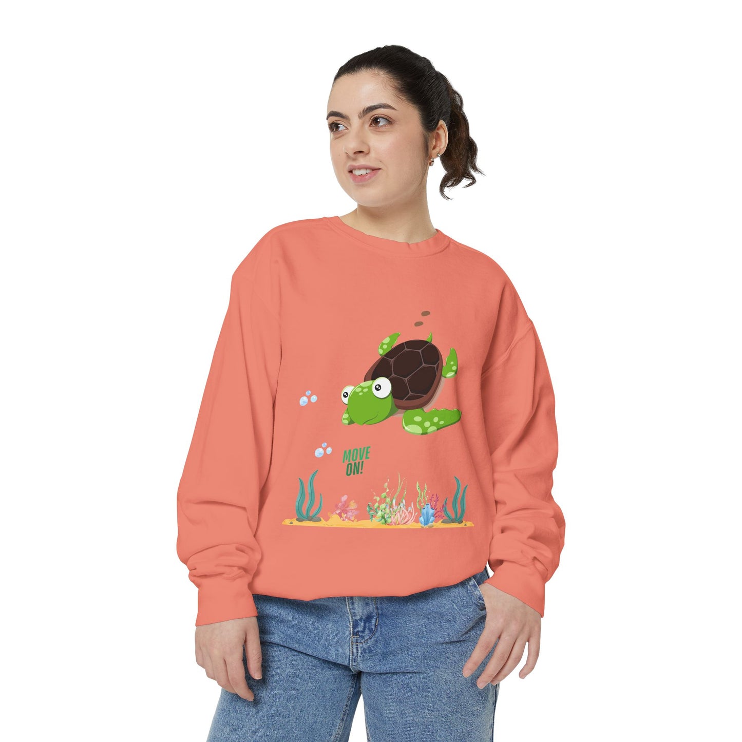 Turtle with seaweed and bubble Unisex Garment-Dyed Sweatshirt