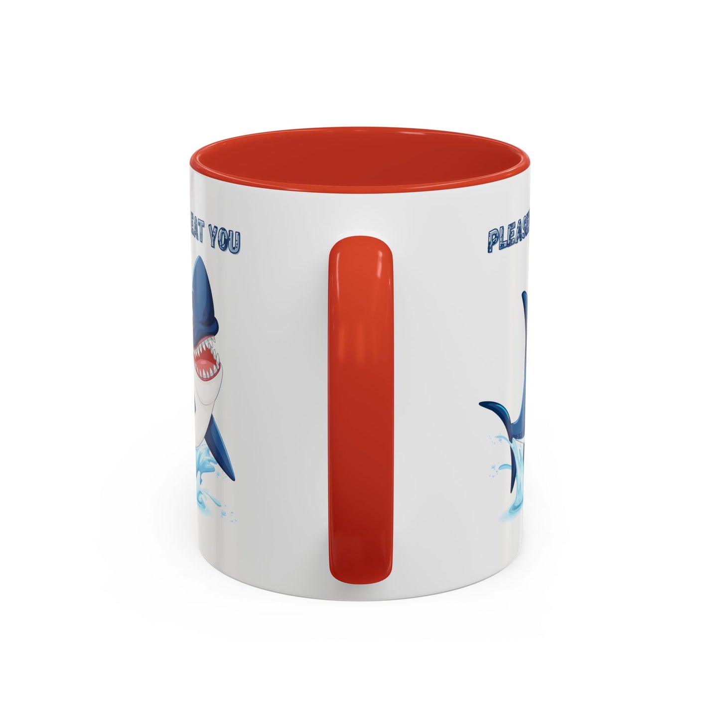 Humorous cartoon shark with threatening text Coffee Mug