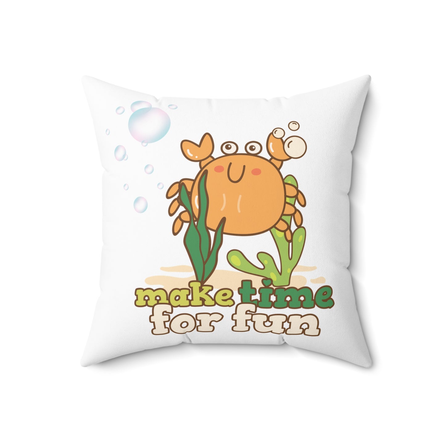 Cartoon crab lllusstration promoting joy and playfulness Spun Polyester Square Pillow