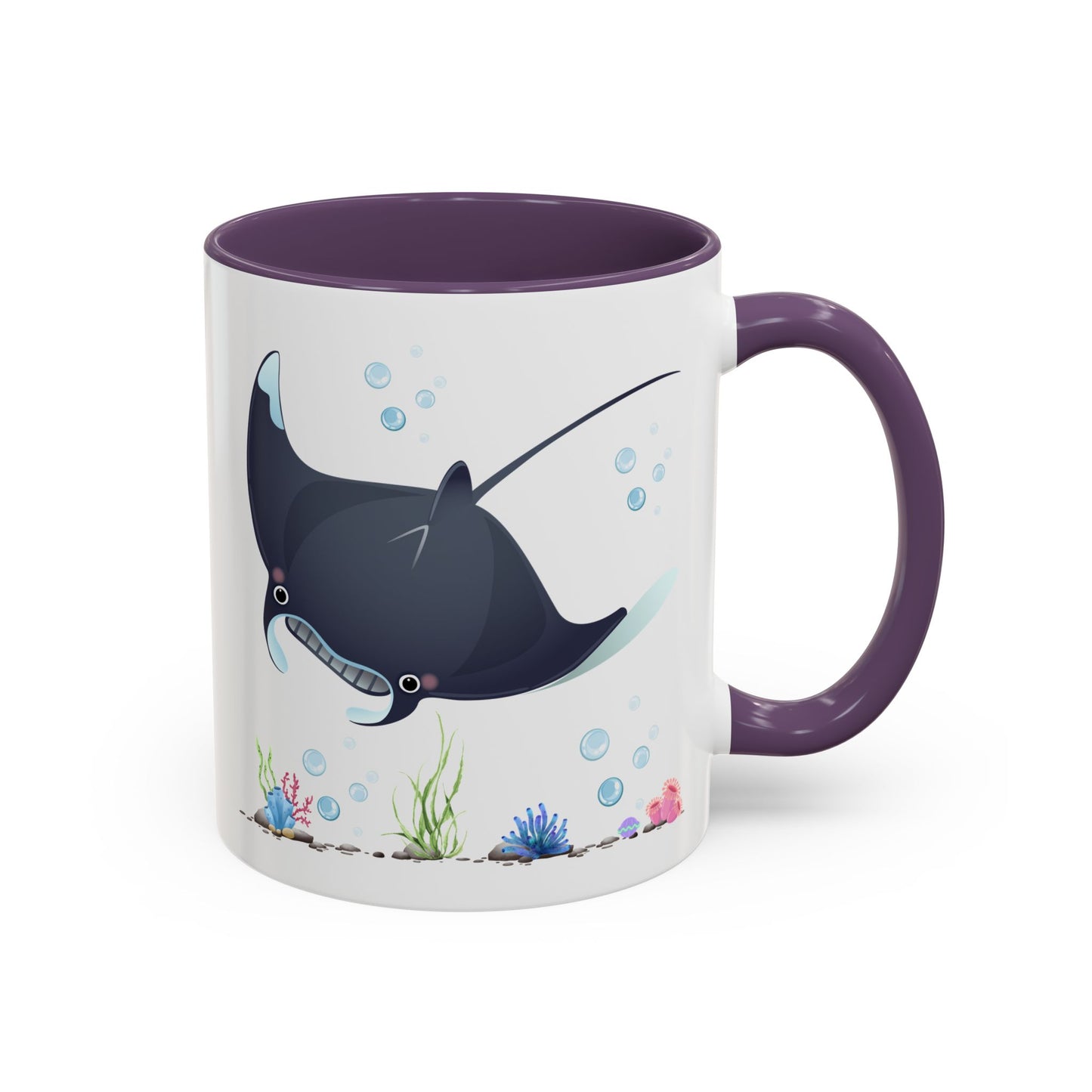 Manta ray with bubbles and coral reef Coffee Mug