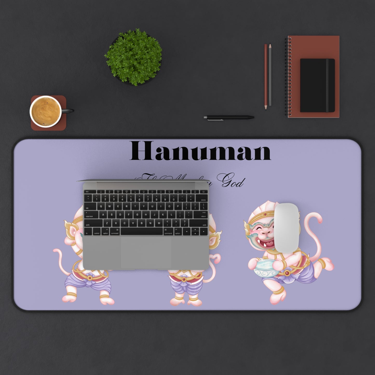 Hanuman Desk Mat - Hindu Mythology Themed Office Decor, Computer Mouse Pad, Gift for Animators, Cute Workspace Accessories