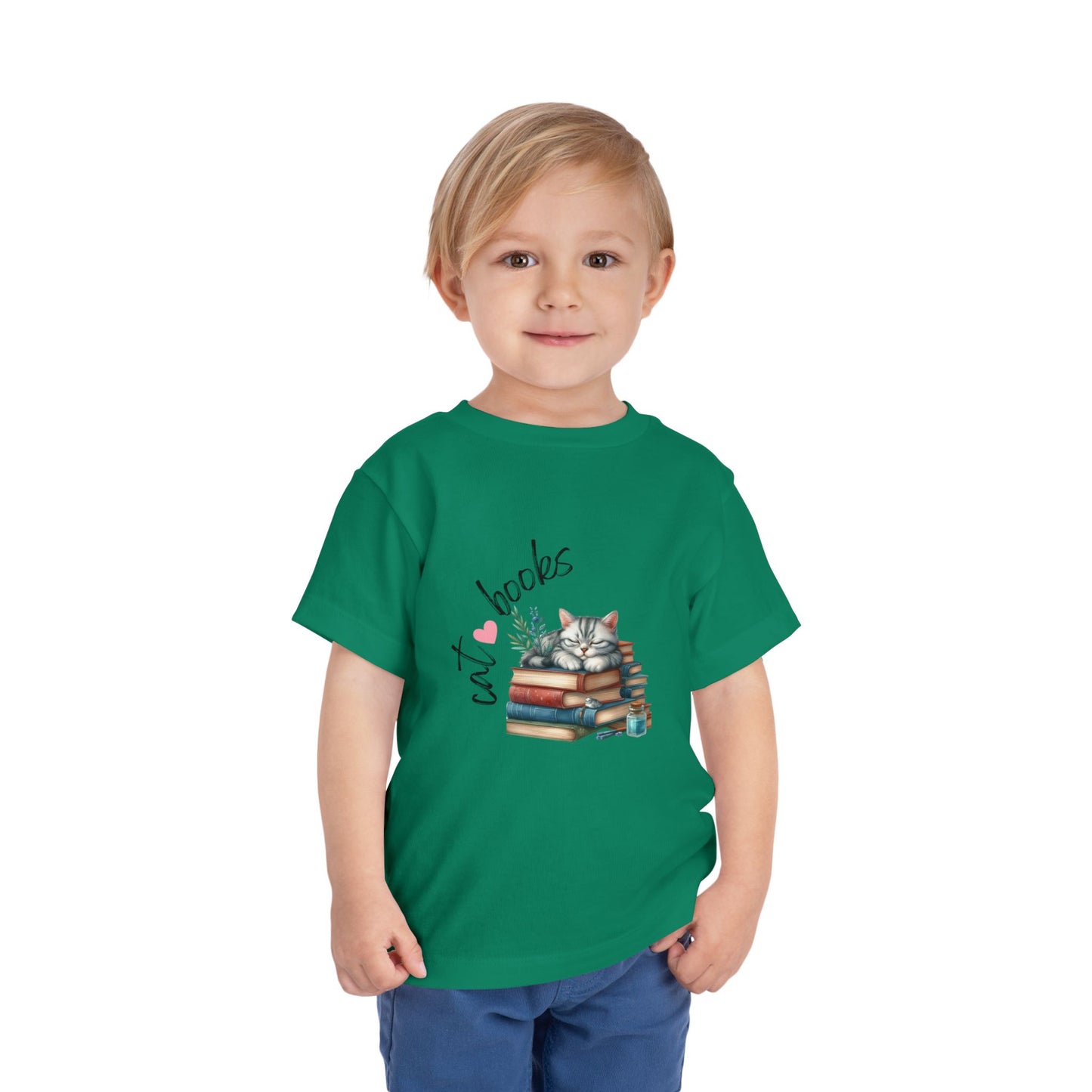 Cute Cat Books Toddler Tee, Kids Cat Lover Shirt, Bookworm Toddler T-Shirt, Gift for Cat Lovers, Fun Children's Apparel