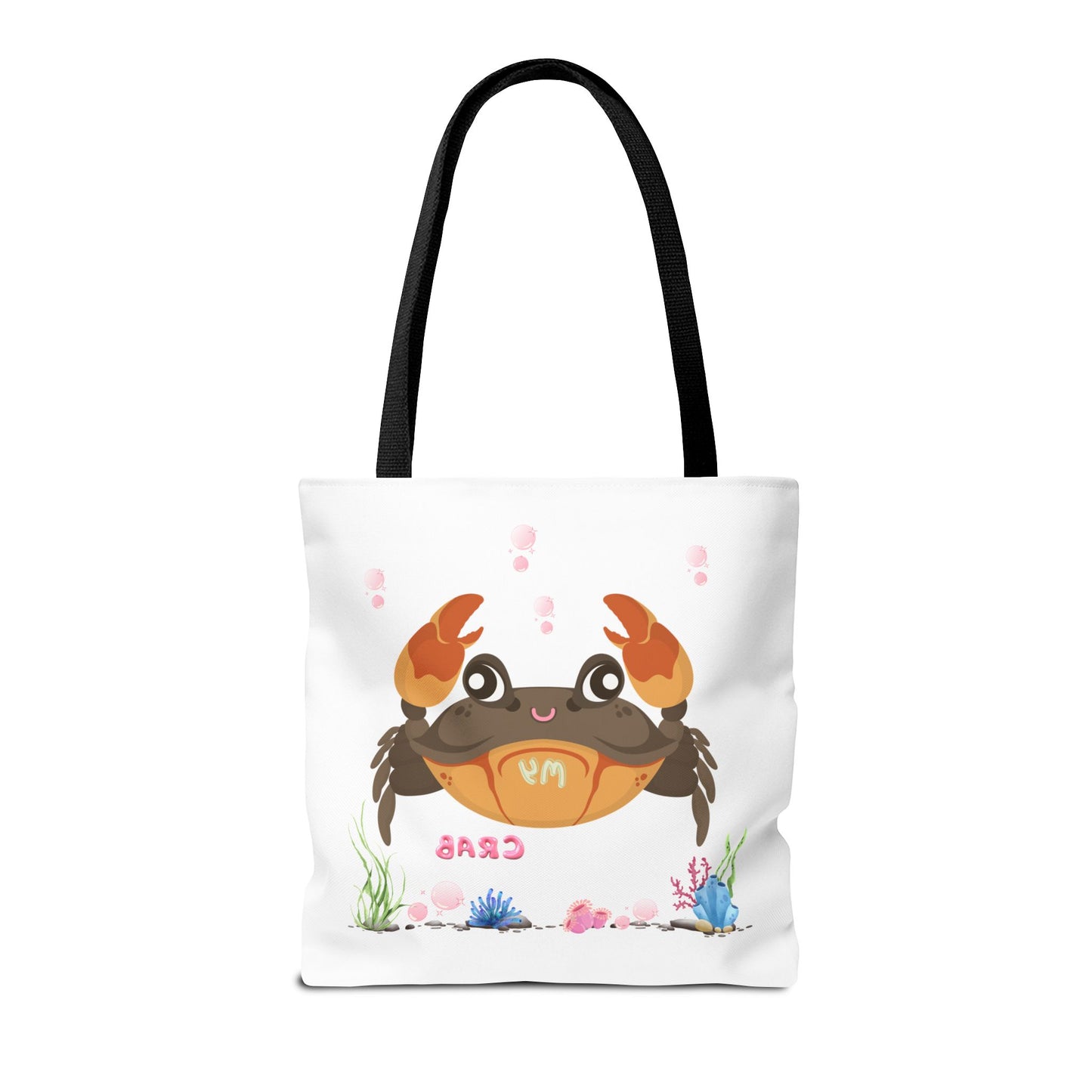 Crab with subtle bubbles and underwater flora Tote Bag
