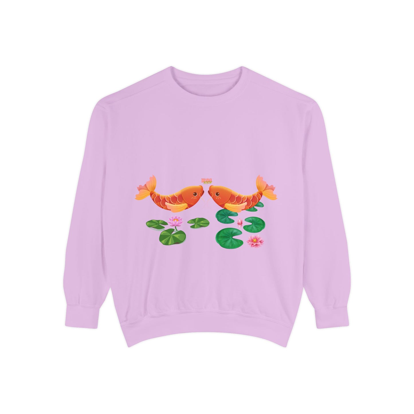 Golden koi fish with lotus flowers Unisex Garment-Dyed Sweatshirt