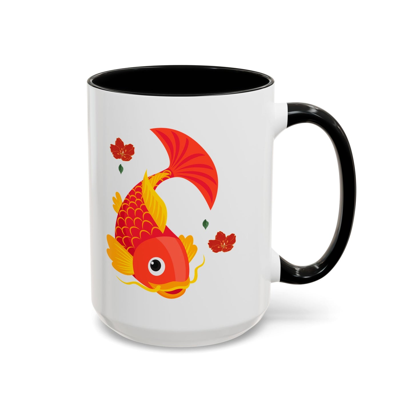 Goldfish with flowing fins and red blossoms Coffee Mug