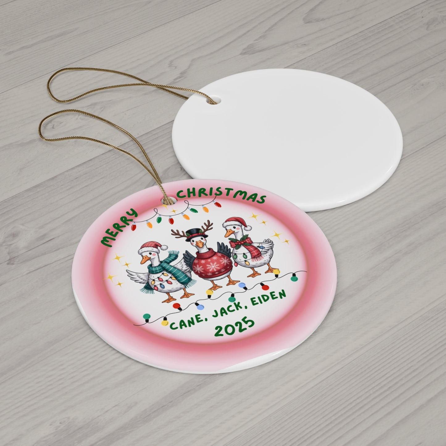 Ceramic Christmas Ornament, Personalized Holiday Decor, Festive Ornament Set, Unique Gift, Family Keepsake