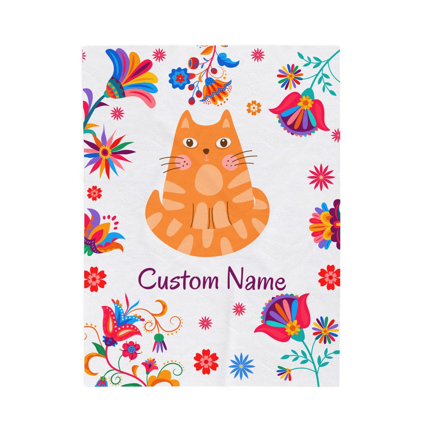 Custom Cat Velveteen Plush Blanket, Personalized Gift for Cat Lovers, Cozy Home Decor, Birthday, Holiday Blanket