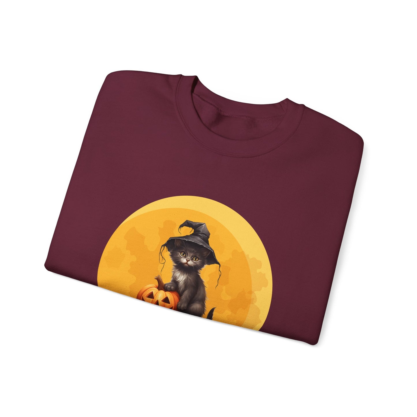 Halloween Cat Sweatshirt, Cozy Fall Sweater, Unisex Crewneck, Perfect for Halloween, Pet Lover Gift, Spooky Season Apparel