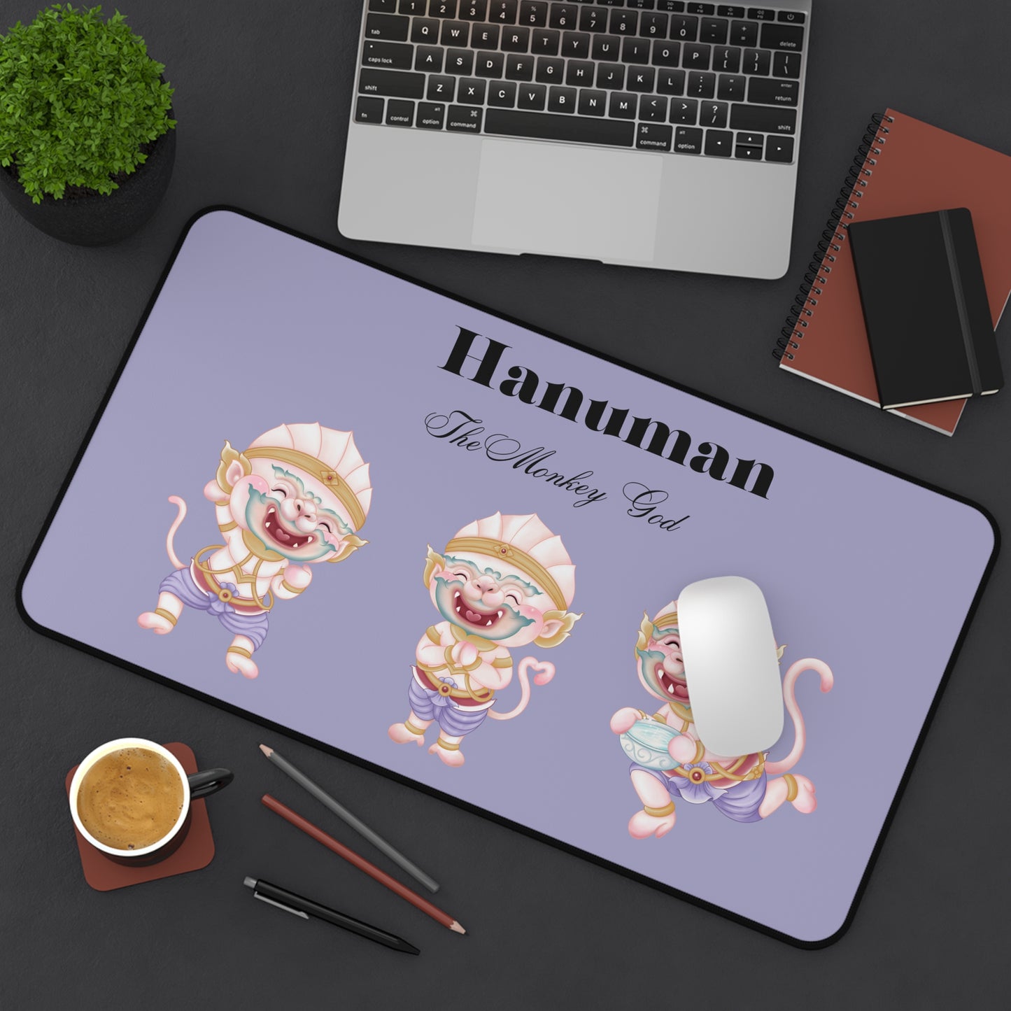Hanuman Desk Mat - Hindu Mythology Themed Office Decor, Computer Mouse Pad, Gift for Animators, Cute Workspace Accessories