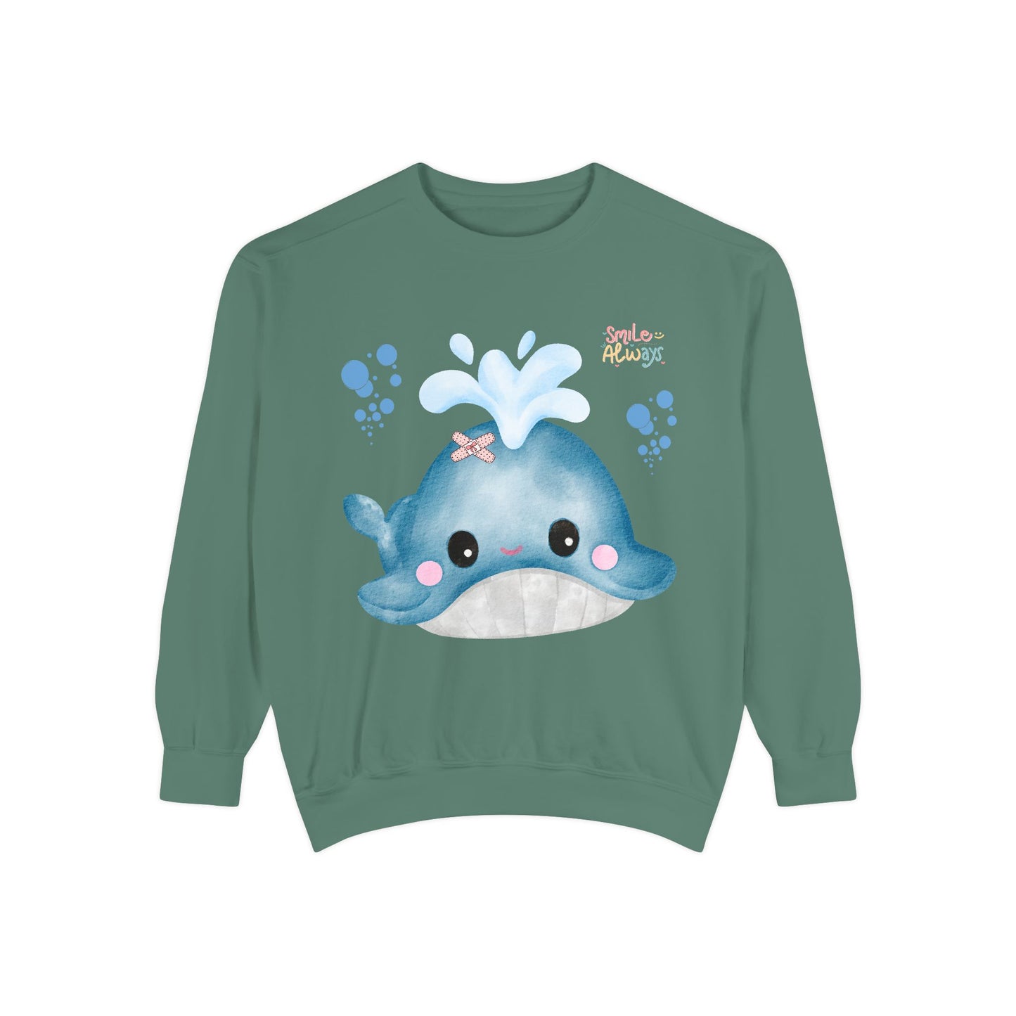 Whale with a bandage and bubble Unisex Garment-Dyed Sweatshirt