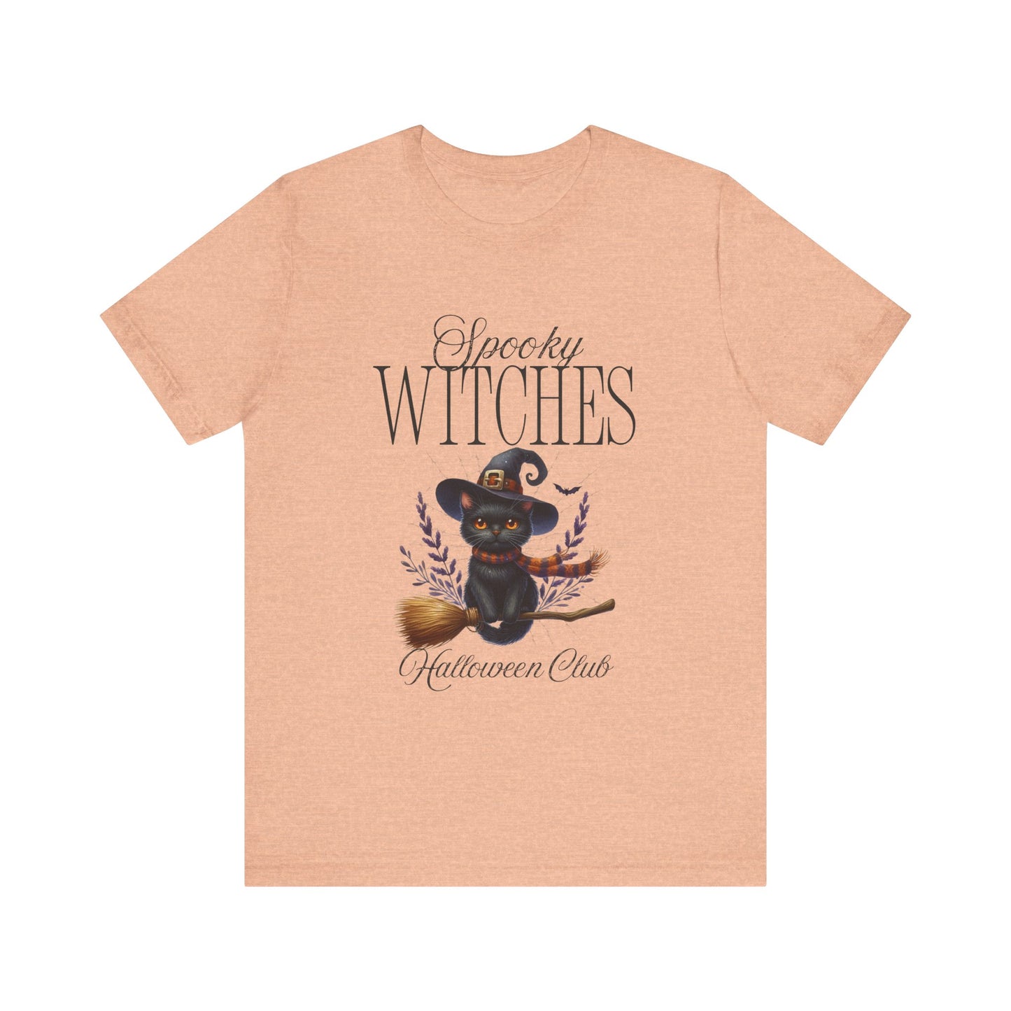 Spooky Witches Halloween Tee, Unisex Short Sleeve Shirt, Witch T-Shirt, Halloween Costume Top, Cat Lovers Gift, Fall Fashion