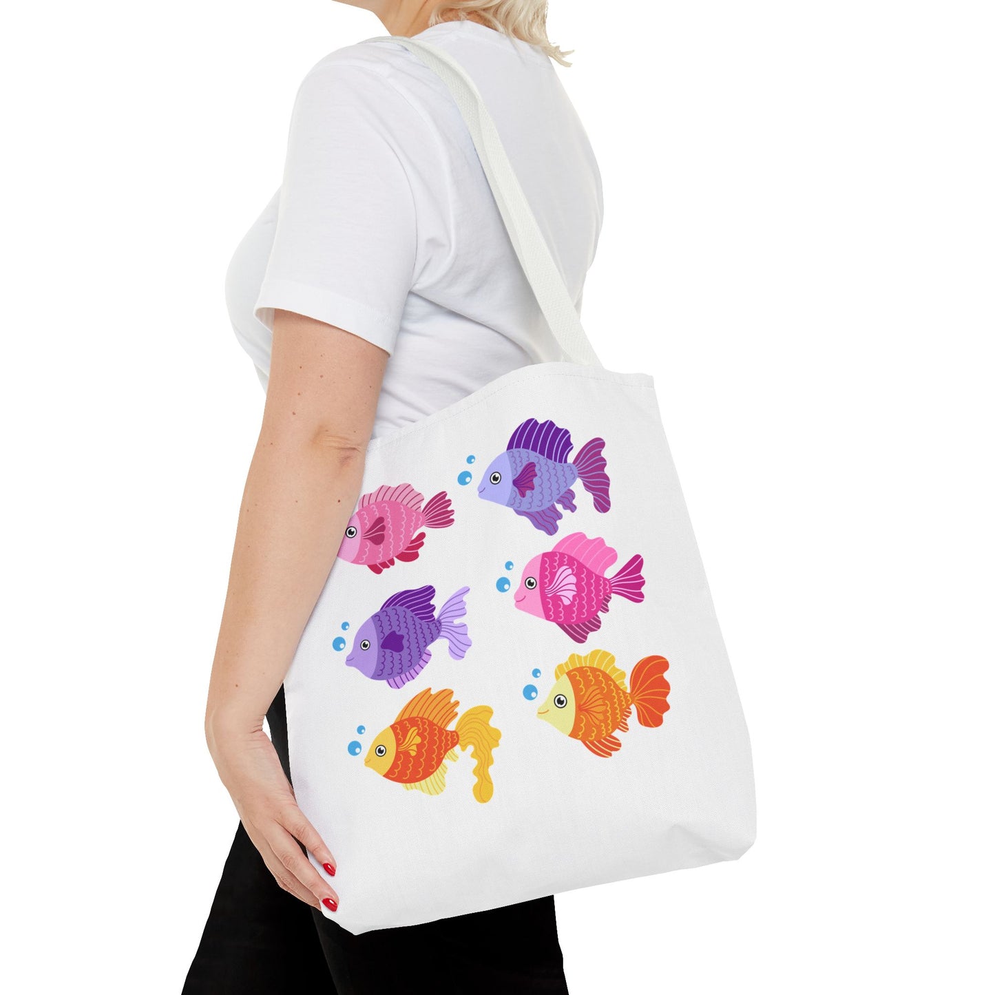 Six fish with cartoonish bubbles Tote Bag