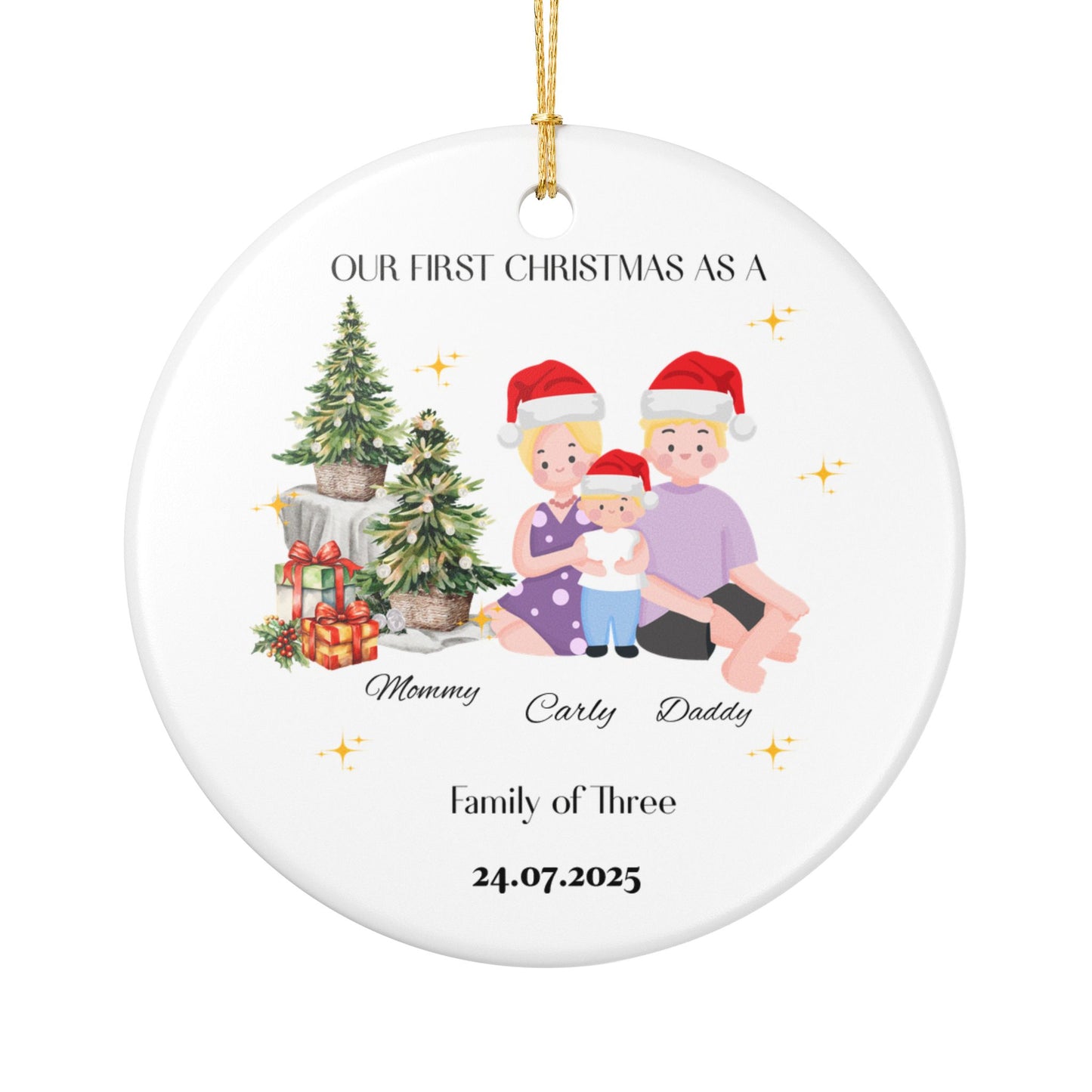 Custom Family Christmas Ornament - Our First Christmas as a Family, Holiday Decor, Personalized Gift, Keepsake Decoration, Xmas Ornament