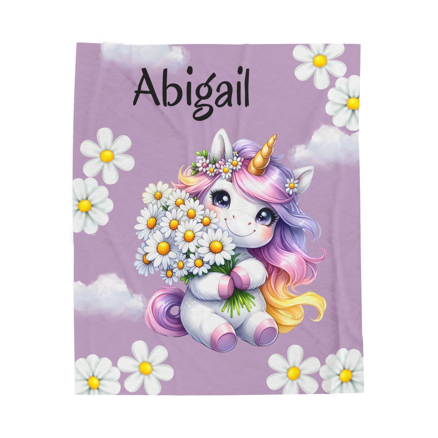 Personalized Unicorn Velveteen Plush Blanket | Soft Kids Gift, Nursery Decor, Cozy Throw, Birthday Present, Baby Shower