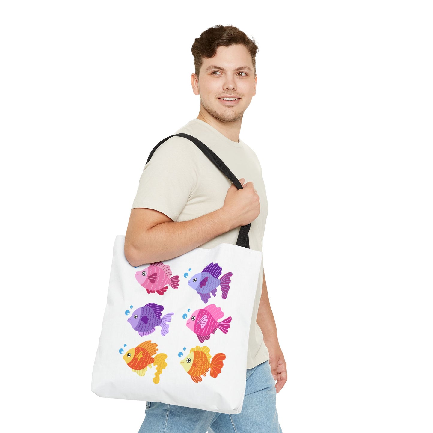 Six fish with cartoonish bubbles Tote Bag