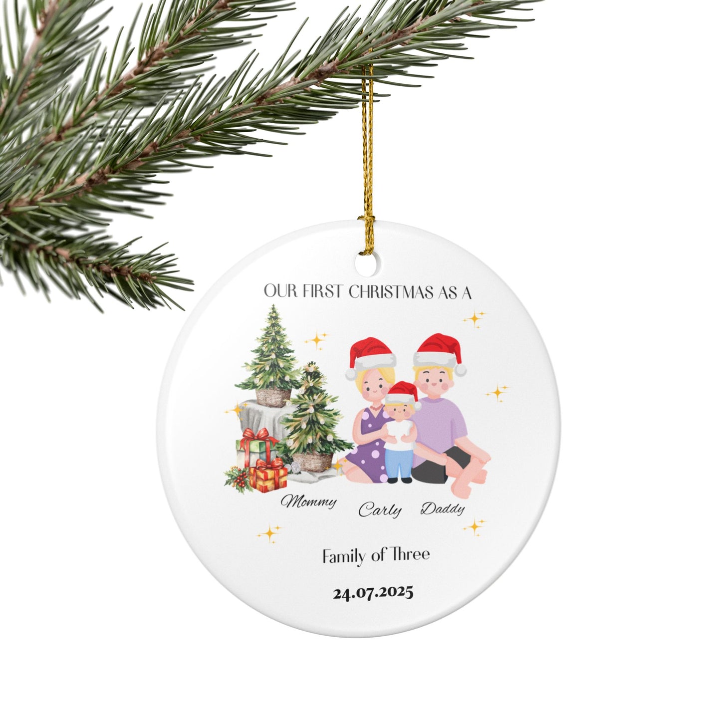Custom Family Christmas Ornament - Our First Christmas as a Family, Holiday Decor, Personalized Gift, Keepsake Decoration, Xmas Ornament