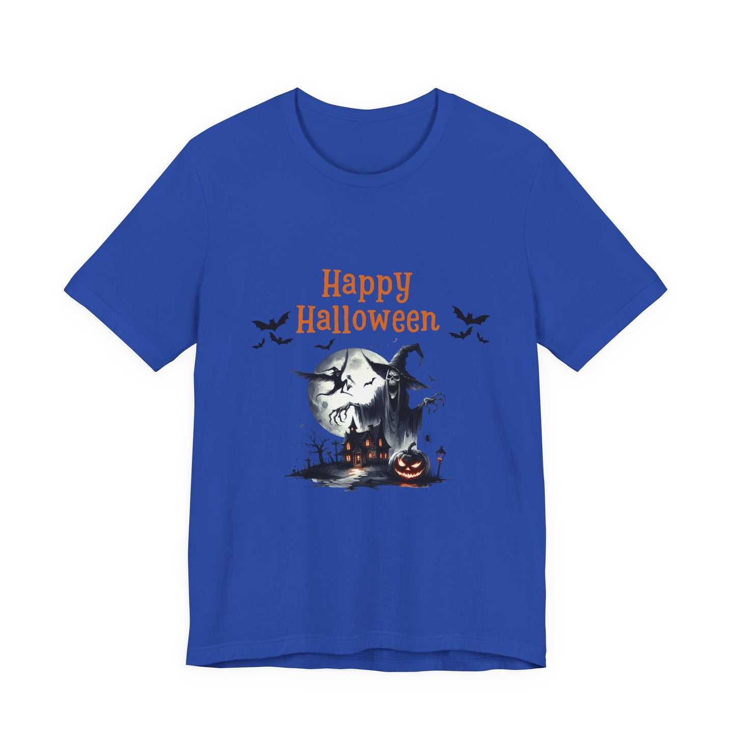 Happy Halloween Unisex Tee, Spooky T-Shirt, Halloween Gift, Fall Wardrobe Essential, Ghosts and Ghouls Vibe