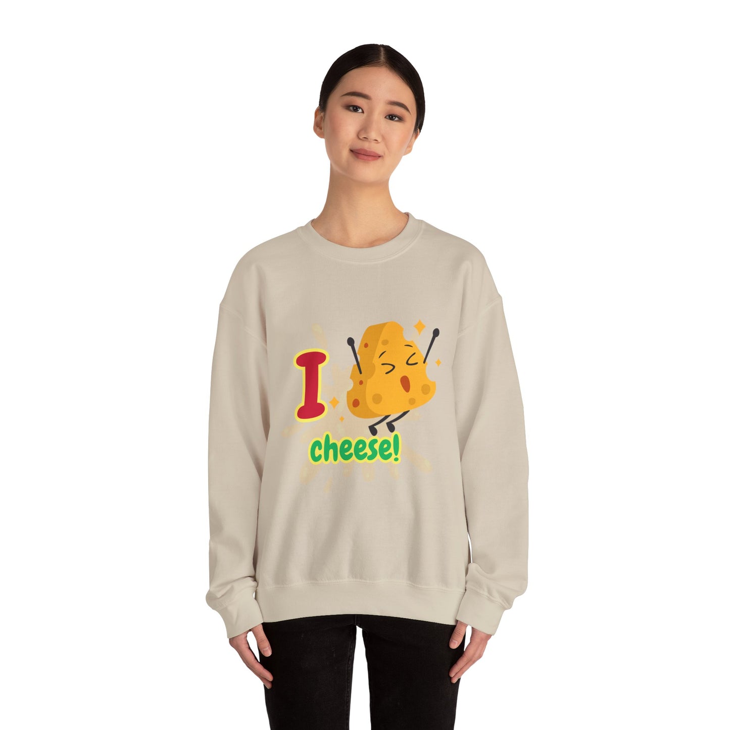 Cheesy Crewneck Sweatshirt, Funny Sweatshirt, Unisex Pullover, Comfort Clothing, Gift for Cheese Lovers, Halloween Apparel, Cozy Layer