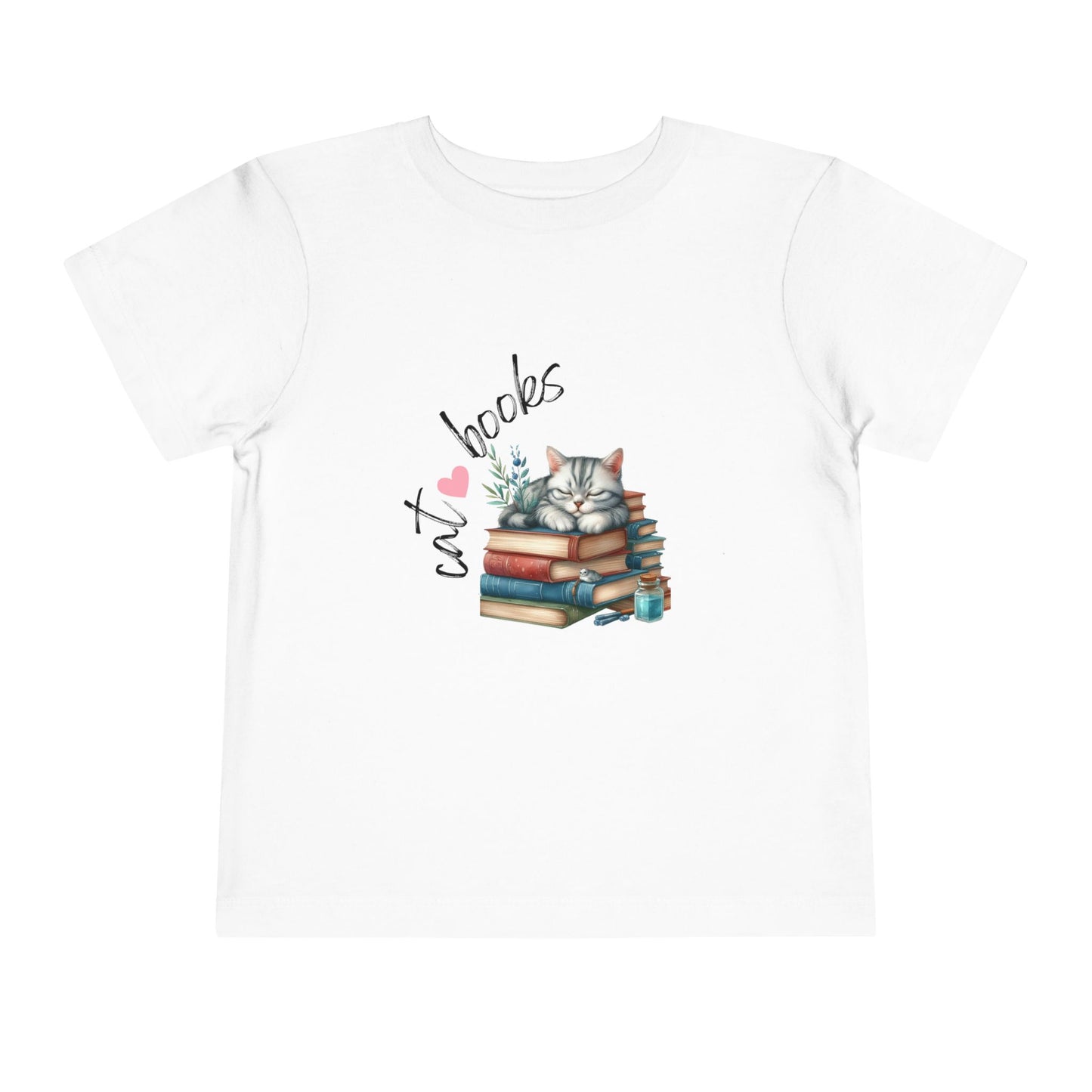 Cute Cat Books Toddler Tee, Kids Cat Lover Shirt, Bookworm Toddler T-Shirt, Gift for Cat Lovers, Fun Children's Apparel
