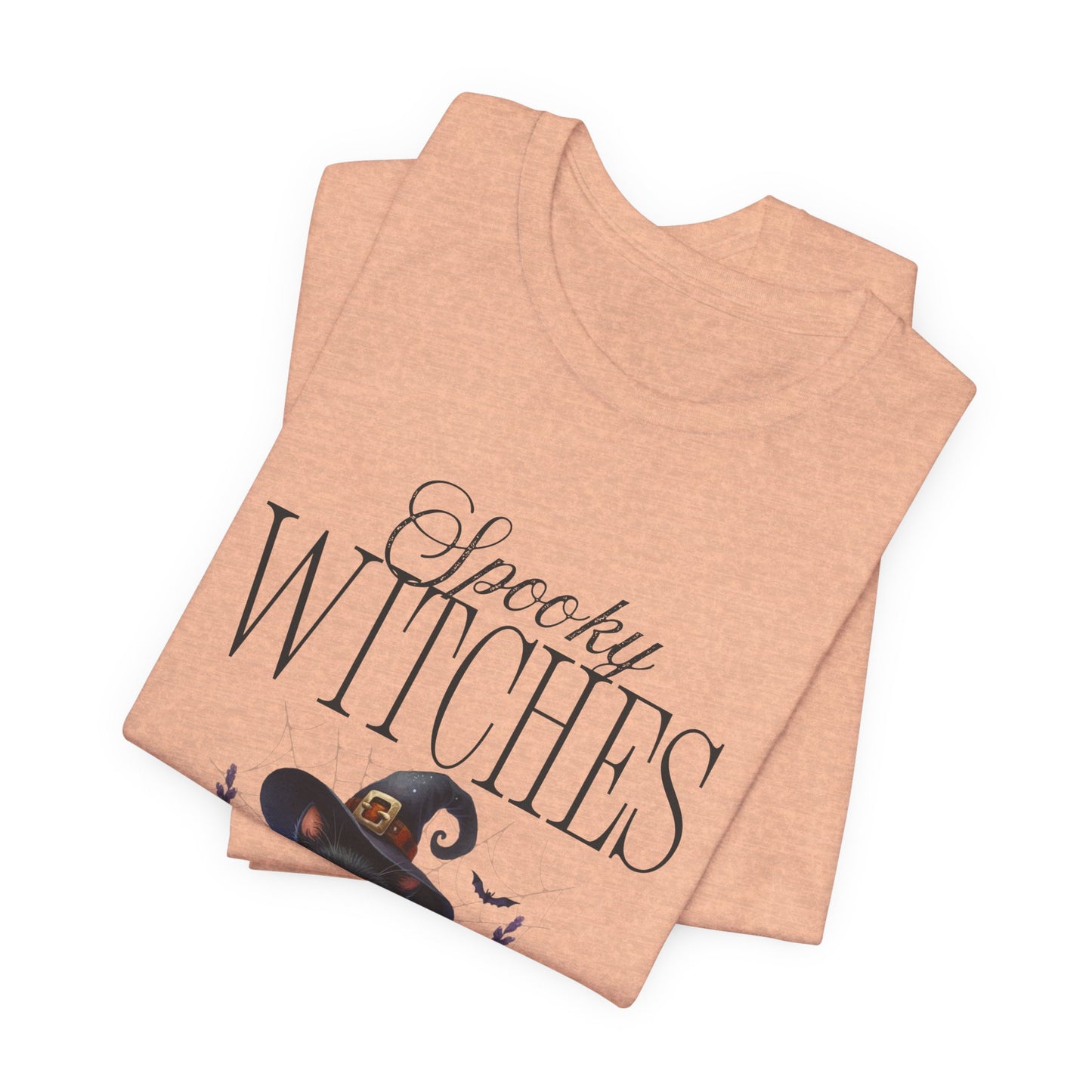 Spooky Witches Halloween Tee, Unisex Short Sleeve Shirt, Witch T-Shirt, Halloween Costume Top, Cat Lovers Gift, Fall Fashion