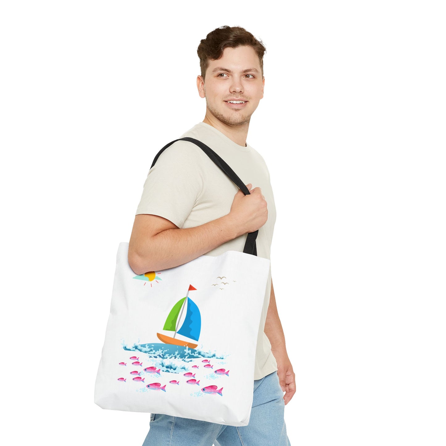 Sailboat and Red fish Tote Bag