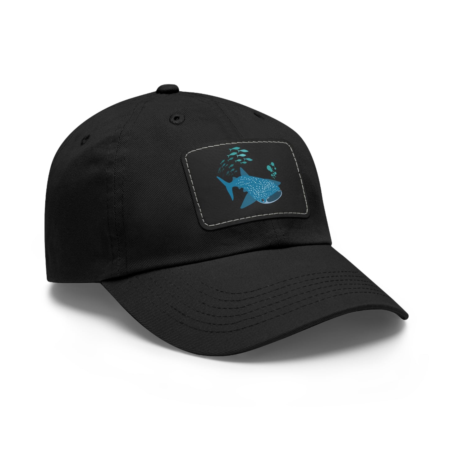 Whale Shark school of fish and buddles Dad Hat with Leather Patch (Rectangle)