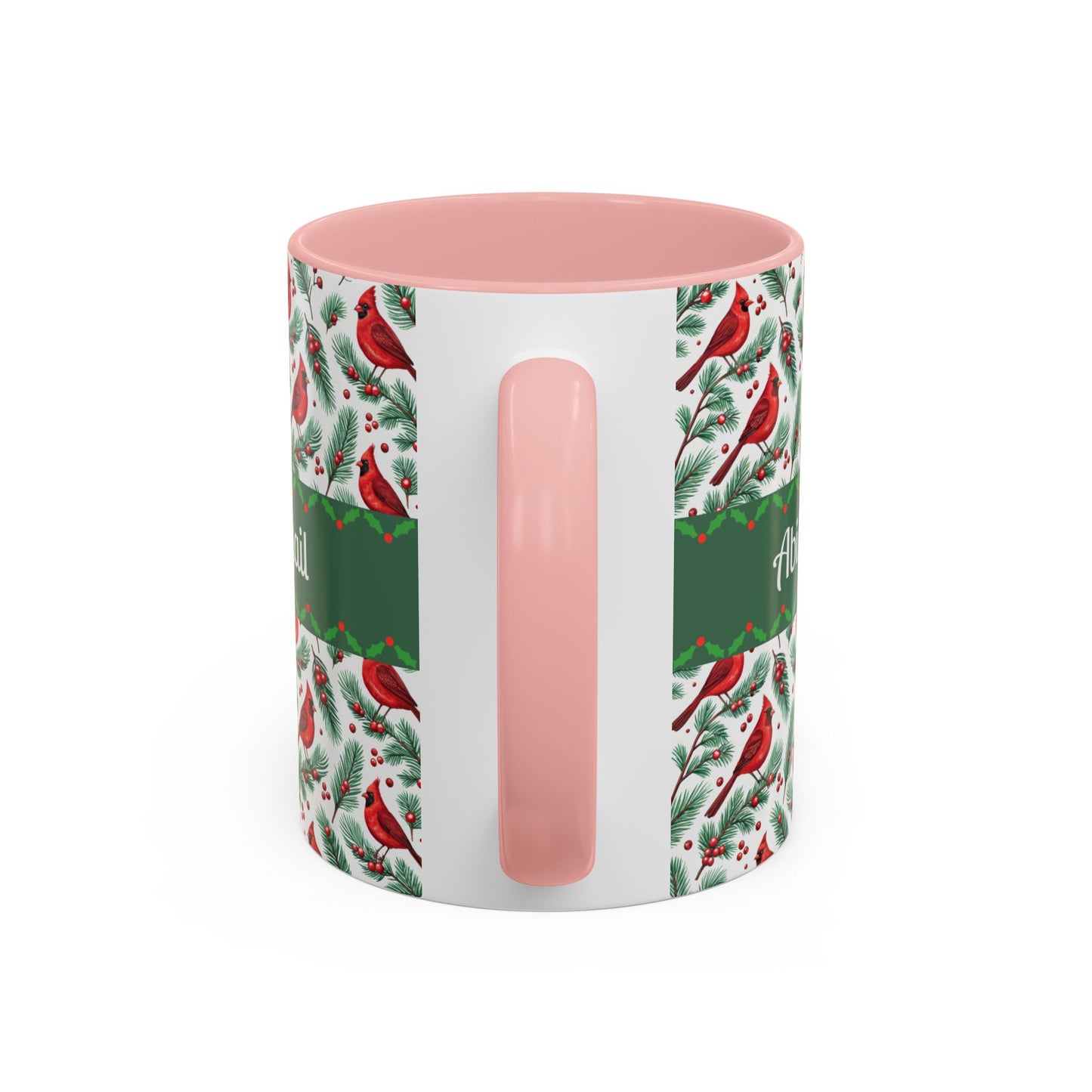 Personalized Holiday Coffee Mug, Festive Cardinal Mug, Custom Name Mug, Christmas Gift, Winter Decor, Drinkware