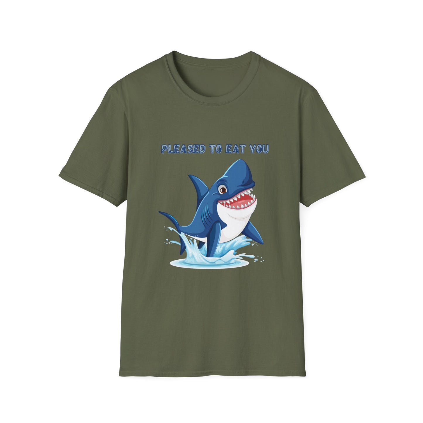Cute Shark Pleased to Eat You T-Shirt, Fun Gift for Ocean Lovers, Humorous Summer Apparel, Shark Week Party Shirt, Unisex Casual Tee