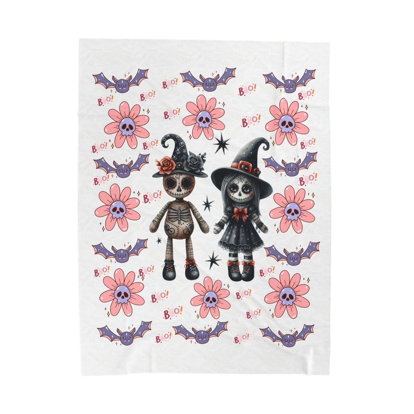 Spooky Floral Velveteen Blanket, Halloween Décor, Cozy Throw, Kids Room Blanket, Soft Throw Blanket, Perfect for Fall